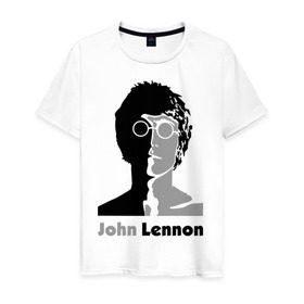 Мужская футболка хлопок с принтом John Lennon в Новосибирске, 100% хлопок | прямой крой, круглый вырез горловины, длина до линии бедер, слегка спущенное плечо. | beatles | john lennon | lennon | битлз | битлс | битлы | леннон