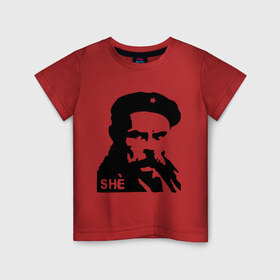 Детская футболка хлопок с принтом С Че Геварой в Новосибирске, 100% хлопок | круглый вырез горловины, полуприлегающий силуэт, длина до линии бедер | Тематика изображения на принте: cuba | гевара | куба | революция | свобода | че