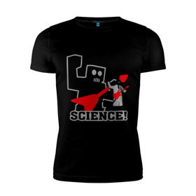 Мужская футболка премиум с принтом Наука в Новосибирске, 92% хлопок, 8% лайкра | приталенный силуэт, круглый вырез ворота, длина до линии бедра, короткий рукав | robot | игра | наука | научные открытия | научные разработки | приставка | робот | ученый