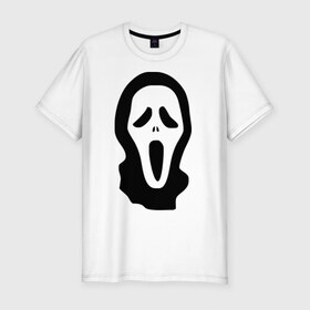 Мужская футболка премиум с принтом Крик в Новосибирске, 92% хлопок, 8% лайкра | приталенный силуэт, круглый вырез ворота, длина до линии бедра, короткий рукав | scream | крик | маска