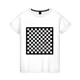Женская футболка хлопок с принтом Шахматная эмо-доска в Новосибирске, 100% хлопок | прямой крой, круглый вырез горловины, длина до линии бедер, слегка спущенное плечо | emo | розовый квадрат | субкультуры | шахматная доска | шахматы | эмо | эмо шахматы