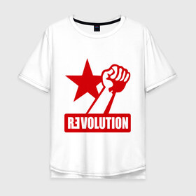 Мужская футболка хлопок Oversize с принтом Revolution (2) в Новосибирске, 100% хлопок | свободный крой, круглый ворот, “спинка” длиннее передней части | revolution | звезда | красная звезда | кулак | революция | рука