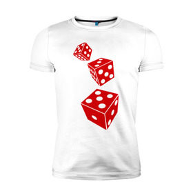 Мужская футболка премиум с принтом Игральные кости в Новосибирске, 92% хлопок, 8% лайкра | приталенный силуэт, круглый вырез ворота, длина до линии бедра, короткий рукав | выигрыш | игра | игральные | казино | кости | кубики | ставки