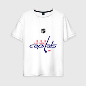 Женская футболка хлопок Oversize с принтом Washington Capitals Ovechkin 8 в Новосибирске, 100% хлопок | свободный крой, круглый ворот, спущенный рукав, длина до линии бедер
 | washington capitals | александр овечкин | вашингтон кэпиталс | лига | нхл | овечкин | хоккей