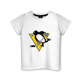 Детская футболка хлопок с принтом Pittsburgh Penguins Malkin 71 в Новосибирске, 100% хлопок | круглый вырез горловины, полуприлегающий силуэт, длина до линии бедер | malkin | nhl | pittsburgh penguins | малкин | нхл | питсбург | хоккейный клуб