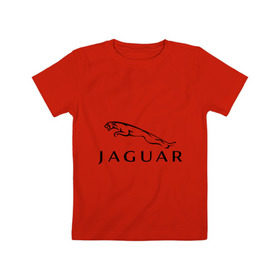 Детская футболка хлопок с принтом Jaguar в Новосибирске, 100% хлопок | круглый вырез горловины, полуприлегающий силуэт, длина до линии бедер | Тематика изображения на принте: jaguar | авто2012 | ягуар