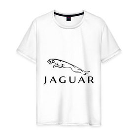 Мужская футболка хлопок с принтом Jaguar в Новосибирске, 100% хлопок | прямой крой, круглый вырез горловины, длина до линии бедер, слегка спущенное плечо. | jaguar | авто2012 | ягуар