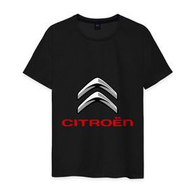 Мужская футболка хлопок с принтом Citroen в Новосибирске, 100% хлопок | прямой крой, круглый вырез горловины, длина до линии бедер, слегка спущенное плечо. | citroen | авто | авто2012 | автомобили | автомобиль | бренд | бренды | логотип | ситроен