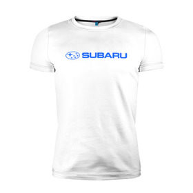 Мужская футболка премиум с принтом Subaru (3) в Новосибирске, 92% хлопок, 8% лайкра | приталенный силуэт, круглый вырез ворота, длина до линии бедра, короткий рукав | auto | subaru | авто | автобренды | автомобиль | субарик | субару | тачки