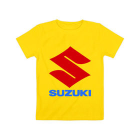 Детская футболка хлопок с принтом Suzuki в Новосибирске, 100% хлопок | круглый вырез горловины, полуприлегающий силуэт, длина до линии бедер | suzuki | авто | автомобили | автомобиль | бренд | бренды | логотип | машины | сузуки | тачки