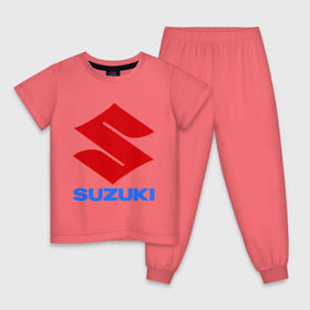 Детская пижама хлопок с принтом Suzuki в Новосибирске, 100% хлопок |  брюки и футболка прямого кроя, без карманов, на брюках мягкая резинка на поясе и по низу штанин
 | suzuki | авто | автомобили | автомобиль | бренд | бренды | логотип | машины | сузуки | тачки
