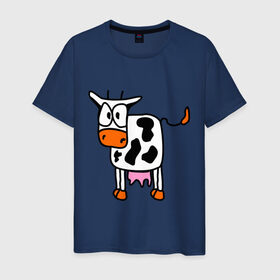 Мужская футболка хлопок с принтом Корова - буренка в Новосибирске, 100% хлопок | прямой крой, круглый вырез горловины, длина до линии бедер, слегка спущенное плечо. | cow | буренка | животные | корова | крс | скот