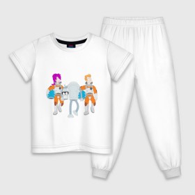 Детская пижама хлопок с принтом Футурама - Бендер держит голову в Новосибирске, 100% хлопок |  брюки и футболка прямого кроя, без карманов, на брюках мягкая резинка на поясе и по низу штанин
 | bender | futurama | бендер | футурама