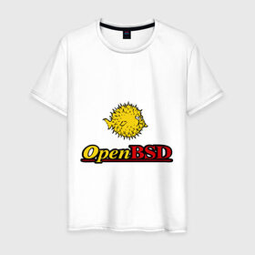Мужская футболка хлопок с принтом Open BSD в Новосибирске, 100% хлопок | прямой крой, круглый вырез горловины, длина до линии бедер, слегка спущенное плечо. | linux | openbsd | линукс | программа | софт