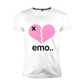 Мужская футболка премиум с принтом Сердце эмо в Новосибирске, 92% хлопок, 8% лайкра | приталенный силуэт, круглый вырез ворота, длина до линии бедра, короткий рукав | Тематика изображения на принте: emo | пловинка сердца | розовое сердце | сердце | сердце эмо | субкультуры | эмо