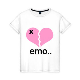 Женская футболка хлопок с принтом Сердце эмо в Новосибирске, 100% хлопок | прямой крой, круглый вырез горловины, длина до линии бедер, слегка спущенное плечо | emo | пловинка сердца | розовое сердце | сердце | сердце эмо | субкультуры | эмо