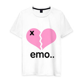 Мужская футболка хлопок с принтом Сердце эмо в Новосибирске, 100% хлопок | прямой крой, круглый вырез горловины, длина до линии бедер, слегка спущенное плечо. | emo | пловинка сердца | розовое сердце | сердце | сердце эмо | субкультуры | эмо