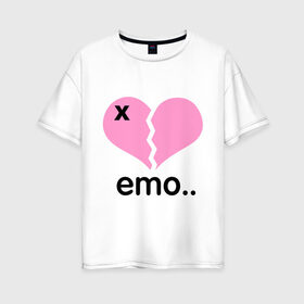 Женская футболка хлопок Oversize с принтом Сердце эмо в Новосибирске, 100% хлопок | свободный крой, круглый ворот, спущенный рукав, длина до линии бедер
 | emo | пловинка сердца | розовое сердце | сердце | сердце эмо | субкультуры | эмо