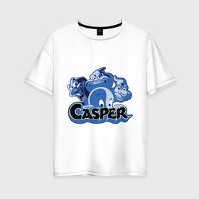 Женская футболка хлопок Oversize с принтом Casper в Новосибирске, 100% хлопок | свободный крой, круглый ворот, спущенный рукав, длина до линии бедер
 | casper | каспер | мультик | привидение
