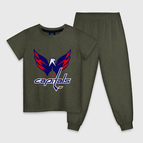 Детская пижама хлопок с принтом Овечкин (Washington Capitals) в Новосибирске, 100% хлопок |  брюки и футболка прямого кроя, без карманов, на брюках мягкая резинка на поясе и по низу штанин
 | национальная хоккейная лига | нхл