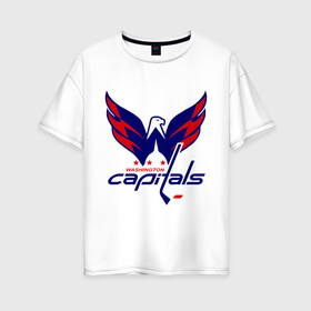 Женская футболка хлопок Oversize с принтом Овечкин (Washington Capitals) в Новосибирске, 100% хлопок | свободный крой, круглый ворот, спущенный рукав, длина до линии бедер
 | национальная хоккейная лига | нхл