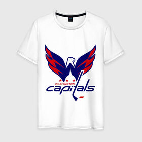 Мужская футболка хлопок с принтом Овечкин (Washington Capitals) в Новосибирске, 100% хлопок | прямой крой, круглый вырез горловины, длина до линии бедер, слегка спущенное плечо. | национальная хоккейная лига | нхл