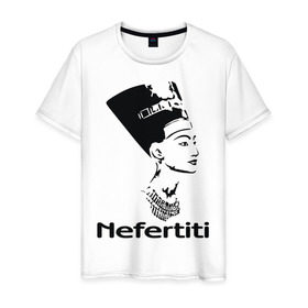 Мужская футболка хлопок с принтом Nefertiti в Новосибирске, 100% хлопок | прямой крой, круглый вырез горловины, длина до линии бедер, слегка спущенное плечо. | nefertiti | древний египет | египет | мумия | нефертити | портрет