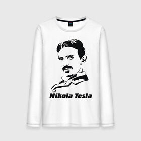 Мужской лонгслив хлопок с принтом Nikola Tesla в Новосибирске, 100% хлопок |  | nikola tesla | знаменитая личность | знаменитость | никола тесла | портрет | тесла | ученый | физик