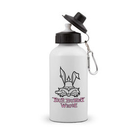 Бутылка спортивная с принтом Your Bunny Wrote в Новосибирске, металл | емкость — 500 мл, в комплекте две пластиковые крышки и карабин для крепления | bunny | кролик | мат