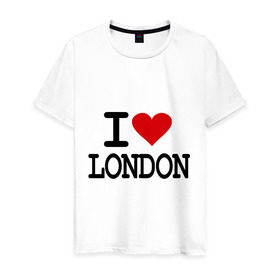 Мужская футболка хлопок с принтом I love London в Новосибирске, 100% хлопок | прямой крой, круглый вырез горловины, длина до линии бедер, слегка спущенное плечо. | Тематика изображения на принте: лондон