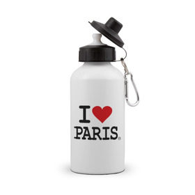 Бутылка спортивная с принтом I love Paris в Новосибирске, металл | емкость — 500 мл, в комплекте две пластиковые крышки и карабин для крепления | i love | i love paris | европа | париж | франция | французский | я люблю париж