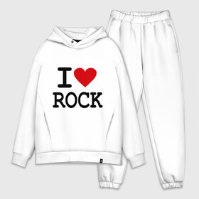 Мужской костюм хлопок OVERSIZE с принтом I love Rock в Новосибирске,  |  | i love | i love rock | love rock | rock | люблю рок | рок | рок музыка | рокер