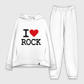 Женский костюм хлопок Oversize с принтом I love Rock в Новосибирске,  |  | i love | i love rock | love rock | rock | люблю рок | рок | рок музыка | рокер