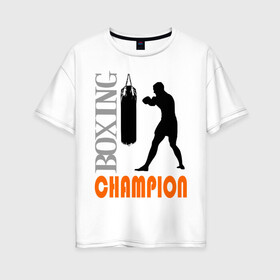 Женская футболка хлопок Oversize с принтом Boxing champion в Новосибирске, 100% хлопок | свободный крой, круглый ворот, спущенный рукав, длина до линии бедер
 | емельяненко