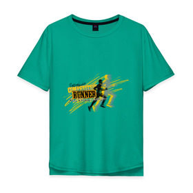 Мужская футболка хлопок Oversize с принтом Runner в Новосибирске, 100% хлопок | свободный крой, круглый ворот, “спинка” длиннее передней части | бег | бегун | легкая атлетика | марафон | марафонец | спринт | спринтер