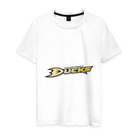 Мужская футболка хлопок с принтом Anaheim Ducks Selanne в Новосибирске, 100% хлопок | прямой крой, круглый вырез горловины, длина до линии бедер, слегка спущенное плечо. | anaheim ducks | nxl | калифорния | нацинальная лига | нхл | сша | хокей | хоккей