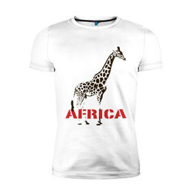 Мужская футболка премиум с принтом Africa в Новосибирске, 92% хлопок, 8% лайкра | приталенный силуэт, круглый вырез ворота, длина до линии бедра, короткий рукав | africa | giraffa | safari | африка | животные | жираф | сафари