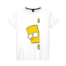 Женская футболка хлопок с принтом Bart Simpson (3) в Новосибирске, 100% хлопок | прямой крой, круглый вырез горловины, длина до линии бедер, слегка спущенное плечо | гомер