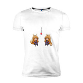 Мужская футболка премиум с принтом Spice&Wolf в Новосибирске, 92% хлопок, 8% лайкра | приталенный силуэт, круглый вырез ворота, длина до линии бедра, короткий рукав | Тематика изображения на принте: anime | аниме | анимэ