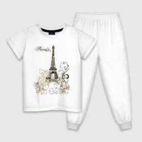 Детская пижама хлопок с принтом Paris (2) в Новосибирске, 100% хлопок |  брюки и футболка прямого кроя, без карманов, на брюках мягкая резинка на поясе и по низу штанин
 | Тематика изображения на принте: башня | париж | парижане | франция | французский | французы | эйфелева