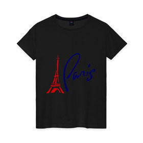 Женская футболка хлопок с принтом Paris (3) в Новосибирске, 100% хлопок | прямой крой, круглый вырез горловины, длина до линии бедер, слегка спущенное плечо | france | paris | европа | париж | франция | французский | эйфелева башня