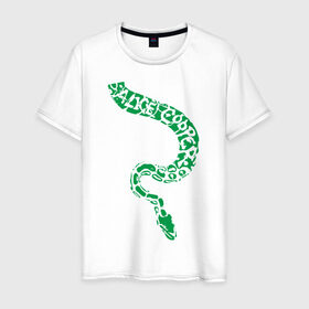 Мужская футболка хлопок с принтом Alice Cooper змея в Новосибирске, 100% хлопок | прямой крой, круглый вырез горловины, длина до линии бедер, слегка спущенное плечо. | alice cooper | rock | змейка | змея | музыка | панк | рок | элис купер | элис купер змея