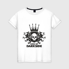 Женская футболка хлопок с принтом King of Dark Side в Новосибирске, 100% хлопок | прямой крой, круглый вырез горловины, длина до линии бедер, слегка спущенное плечо | king of dark side | король темной стороны | череп