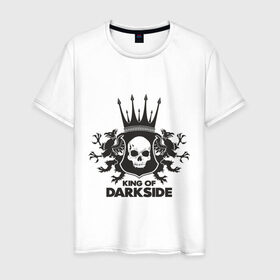 Мужская футболка хлопок с принтом King of Dark Side в Новосибирске, 100% хлопок | прямой крой, круглый вырез горловины, длина до линии бедер, слегка спущенное плечо. | king of dark side | король темной стороны | череп
