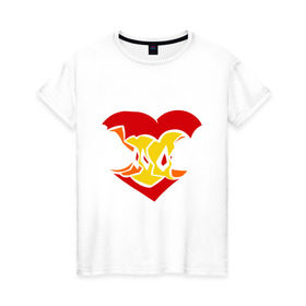 Женская футболка хлопок с принтом Огрызок яблока в Новосибирске, 100% хлопок | прямой крой, круглый вырез горловины, длина до линии бедер, слегка спущенное плечо | любовь | огрызок | огрызок яблока | сердце | яблоко