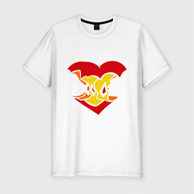Мужская футболка премиум с принтом Огрызок яблока в Новосибирске, 92% хлопок, 8% лайкра | приталенный силуэт, круглый вырез ворота, длина до линии бедра, короткий рукав | любовь | огрызок | огрызок яблока | сердце | яблоко