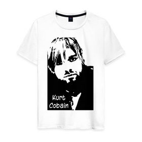 Мужская футболка хлопок с принтом Курт Кобейн в Новосибирске, 100% хлопок | прямой крой, круглый вырез горловины, длина до линии бедер, слегка спущенное плечо. | kurt cobain | nirvana | курт кобейн | нирвана