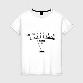 Женская футболка хлопок с принтом Peak в Новосибирске, 100% хлопок | прямой крой, круглый вырез горловины, длина до линии бедер, слегка спущенное плечо | peak | басы | громкость | звуки | пик | прибор