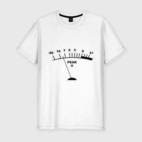Мужская футболка премиум с принтом Peak в Новосибирске, 92% хлопок, 8% лайкра | приталенный силуэт, круглый вырез ворота, длина до линии бедра, короткий рукав | peak | басы | громкость | звуки | пик | прибор