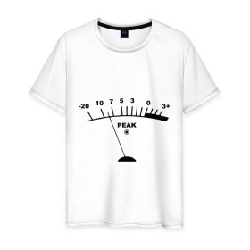 Мужская футболка хлопок с принтом Peak в Новосибирске, 100% хлопок | прямой крой, круглый вырез горловины, длина до линии бедер, слегка спущенное плечо. | peak | басы | громкость | звуки | пик | прибор